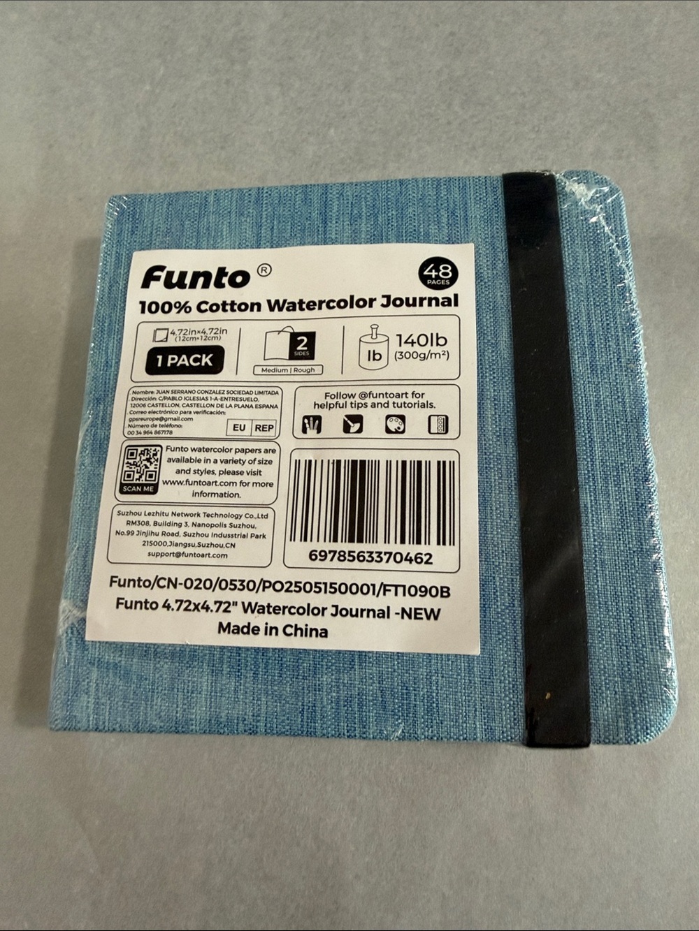 Blue Cotton Watercolor Journal - 48 Pages
